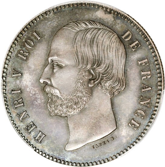 FRANCE. Silver 5 Francs Essai (Pattern), 1871. Brussels Mint. Henry V (as King in Pretense). PCGS SPECIMEN-63.