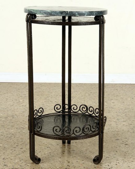 FRENCH ART DECO WROUGHT IRON TABLE MARBLE TOP