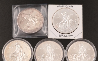Five Englehard "The American Prospector" One-Ounce Silver Rounds