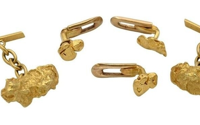 Five Piece 18 Karat Mens Set, to include nugget style