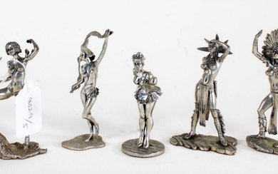 Five Royal Hampshire silvered sculptures, all in the form of female figures (one AF), the tallest