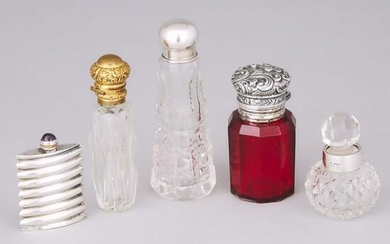 Five Silver and Metal Mounted Cut Glass Perfume