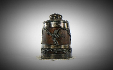 Flemish Oak and Silver Tobacco Humidor Cigar Canister