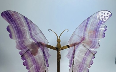 Fluorite Rainbow - Butterfly Wings - Interior Design Healing stone - unique - handmade - quality natural stone - Height: 270 mm - Width: 260 mm- 1200 g - (1)