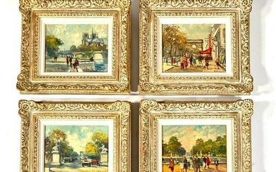 Four Andre Michel Paris Scene Oils