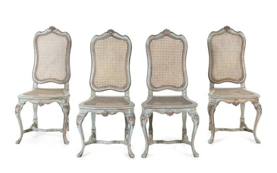 Four French Painted Side Chairs