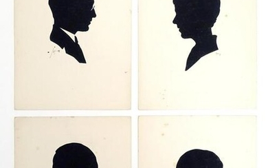 Four early 20thC cut paper silhouette portraits, to