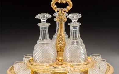 Fourteen Piece Baccarat Style Cut-Glass And Gi