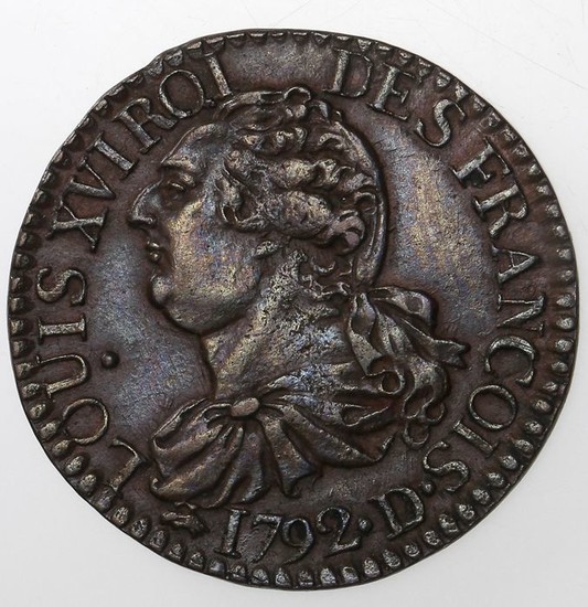 France - Louis XVI (Constitution) - 3 Deniers 1792-D (Lyon) - Bronze