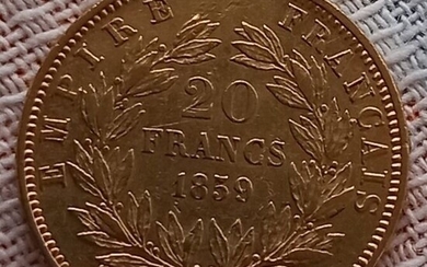 France. Napoléon III (1852-1870). 20 Francs 1859-A, Paris