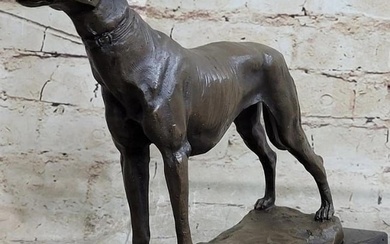 Fremiet Inspired Racing Greyhound Dog Bronze Sculpture - 10" x 10"