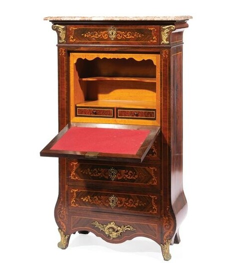 French Kingwood, Marquetry Secretaire à Abattant