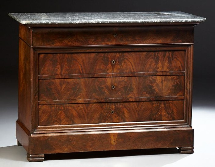 French Louis Philippe Marble Top Flame Mahogany