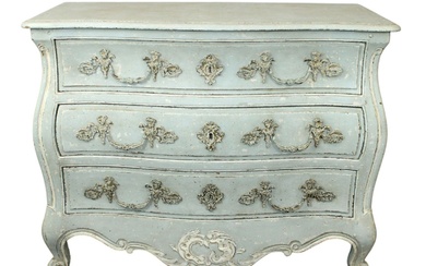 French Louis XV style painted 3 drawer commode