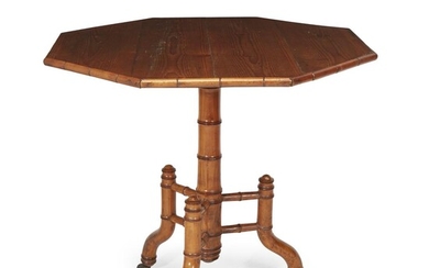 French faux bamboo octagonal center table Circa 1870 With...