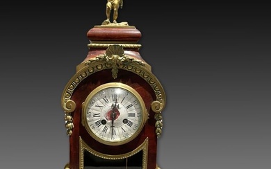 French tortoiseshell and ormolu mounted mantel clock, late 19th century
