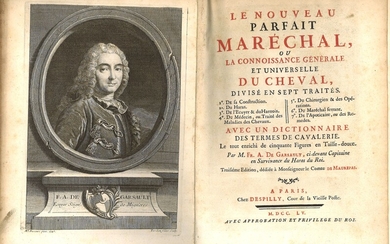 GARSAULT (François-Alexandre-Pierre de). Le Nouveau parfait maréchal. À Paris, chez Despilly, 1755. In-4, demi-veau brun...