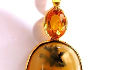 GIA Certified Natural Opal & Yellow Sapphire Pendant with Retractable Clasp 18kt