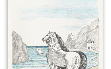 GIORGIO DE CHIRICO (1888-1978) - Cavalli in riva al Tirreno (I cavalli mediterranei), 1970
