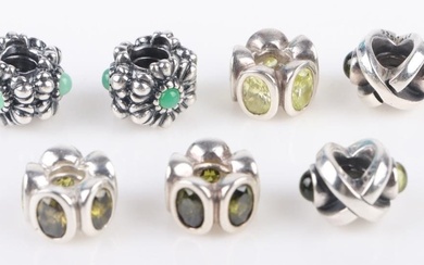 GREEN PANDORA RETIRED STERLING SILVER CHARMS (7)