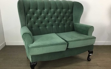 GREEN UPHOLSTERED FOUR PIECE COTTAGE SUITE