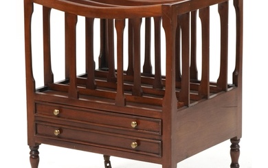 George III style mahogany Canterbury with base drawer on tur...