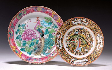 Ginger pot and two plates, China, 19th century, porcelain, 1....