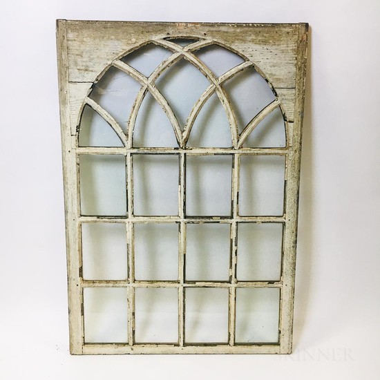 Glazed and White-painted Pine Window, 18th century, ht. 41 1/2, wd. 29 in.