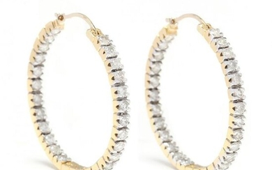Gold and Diamond Hoop Earrings