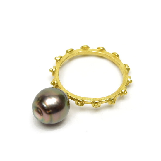 Golden ring with pearl, design & execution Salima Thakker, in...