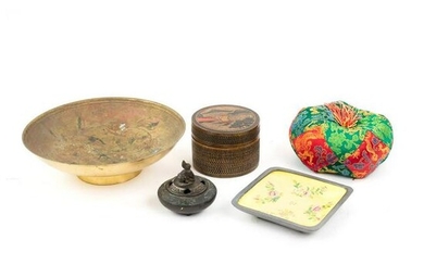 Group of Chinese Objects including Cloisonne Tray