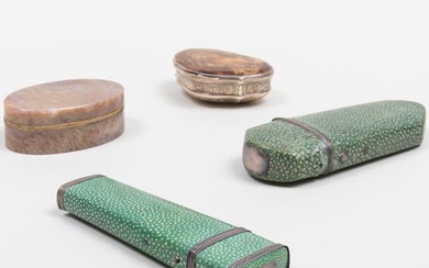 Group of Hardstone Table Boxes and Two Shagreen Etui