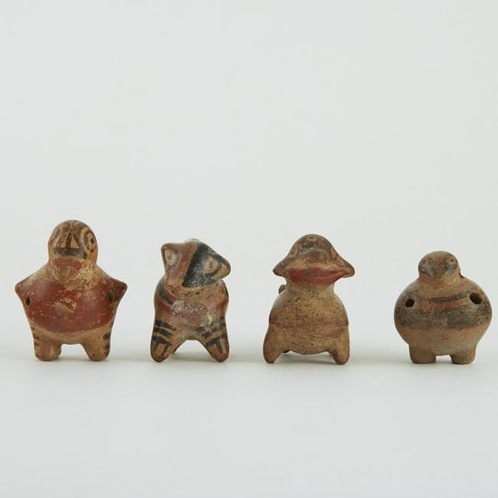 Grp: 4 Diquis Pre-Columbian Polychrome Ceramic Wh