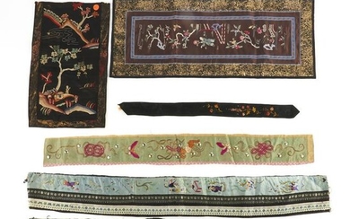 Grp: 6 Chinese Embroidered Silk Textiles