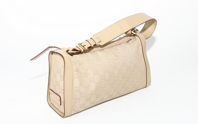 Gucci Small Rectangular Zip Tote in Beige Canvas
