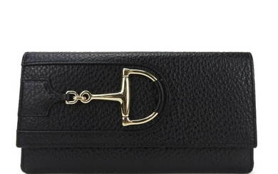 Gucci W long wallet 137375 Horsebit black leather chic accessory ladies GUCCI Wallet Leather