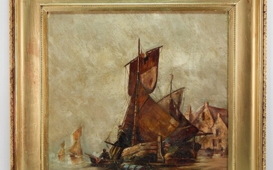 H. Van Der Haas Dutch School Sailboat Painting