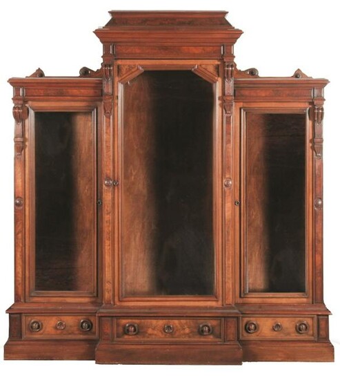 HIGH STYLE VICTORIAN THREE-SECTION BOOKCASE.
