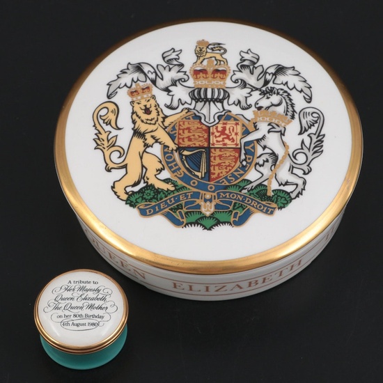 Halcyon Days Queen Elizabeth Birthday Commemorative Box with Silver Jubilee Box
