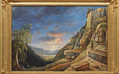 Henri Lehmann (1814 Kiel - 1882 Paris) Soirée dans les montagnes Paysage idéal romantique, probablement...