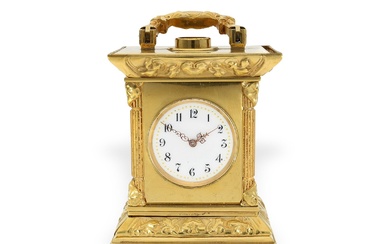 Horloge de table : rare et très belle horloge de voyage miniature Art nouveau avec...