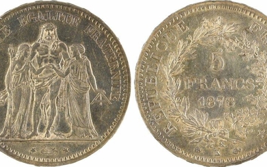 IIIrd Republic, 5 Hercules francs, 1878 Bordeaux