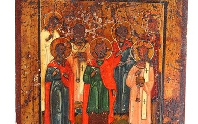 Icon depicting 7 different saints, Russia