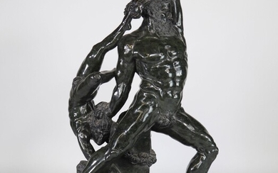 Imposant groupe en serpentine sculptée "Héraclès"