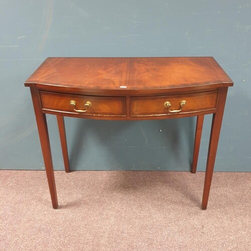 Inlaid Mahogany Twin Drawer Occasional Table Dimensions; H:...
