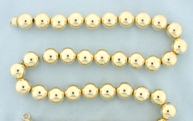 Italian 19 Inch Ball Bead Necklace in 14k Yellow Gold