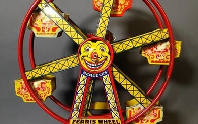 J. Chein Hercules Tin Litho Wind Up Ferris Wheel