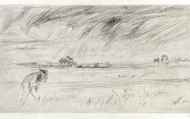 JAMES A. M. WHISTLER The Storm. Drypoint on antique cream laid paper, 1861....