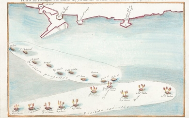 JEAN-FRANÇOIS BOURGOING (1748 / 1811), Gibraltar: ataque de las baterías flotantes, 1803