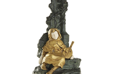 ~ JEAN GARNIER (1853-1910) Sculpture chryslphantine reprsentant un enfant la...
